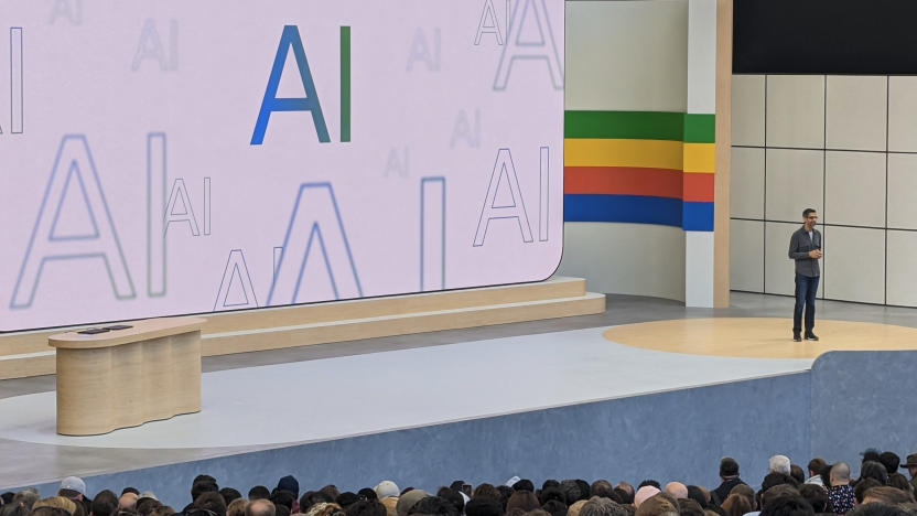 Google chief executive Sundar Pichai speaks during the tech titan's annual I/O developers conference on May 14, 2024, in Mountain View, California. Google on Tuesday said it would introduce AI-generated answers to online queries made by users in the United States, in one of the biggest updates to its search engine in 25 years. (Photo by Glenn CHAPMAN / AFP) (Photo by GLENN CHAPMAN/AFP via Getty Images)