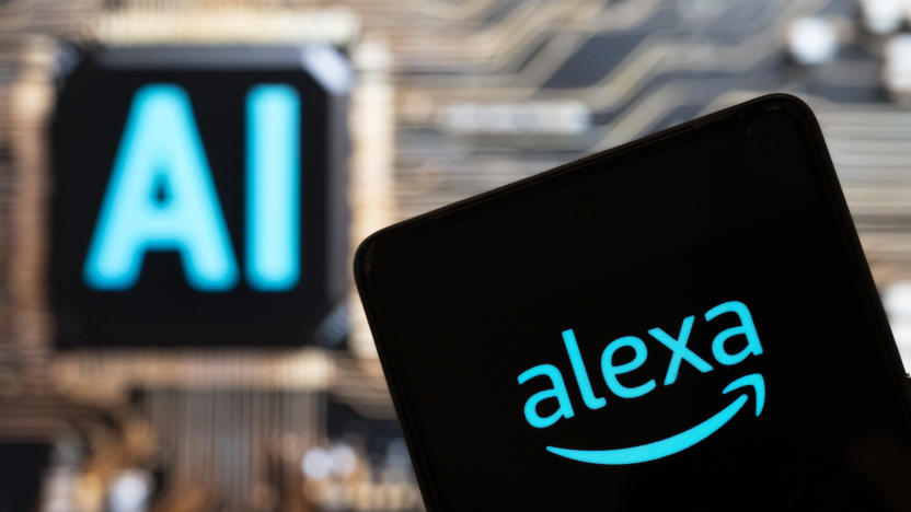 CHINA - 2023/11/10: In this photo illustration, the virtual assistant technology owned by Amazon, Alexa, logo seen displayed on a smartphone with an Artificial intelligence (AI) chip and symbol in the background. (Photo Illustration by Budrul Chukrut/SOPA Images/LightRocket via Getty Images)