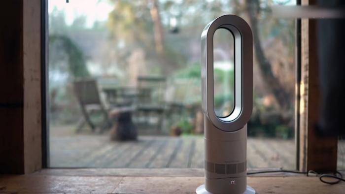 The Dyson Hot+Cool Jet Focus sitting in an entryway.