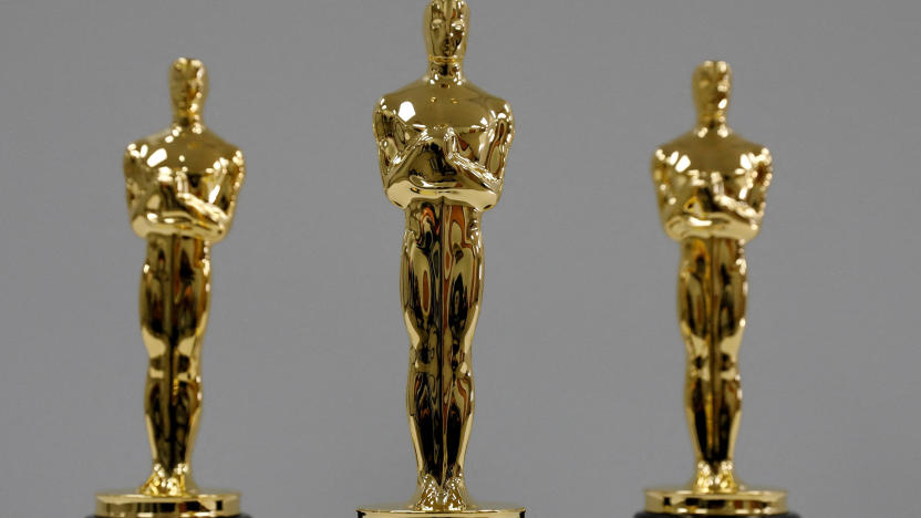 FILE PHOTO: Finished mounted Oscar statuettes are seen at the Polich Tallix foundry in Walden, New York, U.S., January 25, 2018.  Picture taken January 25, 2018.  REUTERS/Shannon Stapleton/File Photo/File Photo