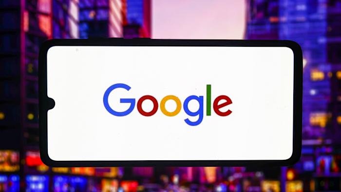 Google logo is screened on a mobile phone for illustration photo. Krakow, Poland on October 17th, 2024. (Photo by Beata Zawrzel/NurPhoto via Getty Images)
