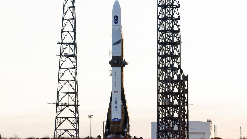A Blue Origin New Glenn rocket stands ready for its inaugural launch at the Cape Canaveral Space Force Station in Cape Canaveral, Florida, U.S., January 10, 2025. REUTERS/Joe Skipper