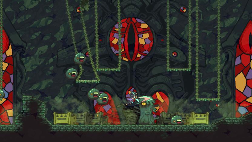 Graphic illustration with green and red elements for a 2D game.
