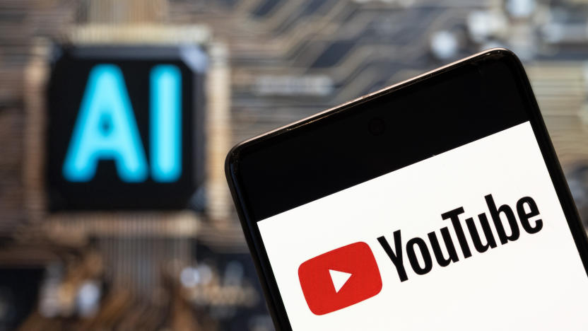 CHINA - 2023/11/03: In this photo illustration, the American video-sharing website platform owned by Google, YouTube, logo seen displayed on a smartphone with an Artificial intelligence (AI) chip and symbol in the background. (Photo Illustration by Budrul Chukrut/SOPA Images/LightRocket via Getty Images)
