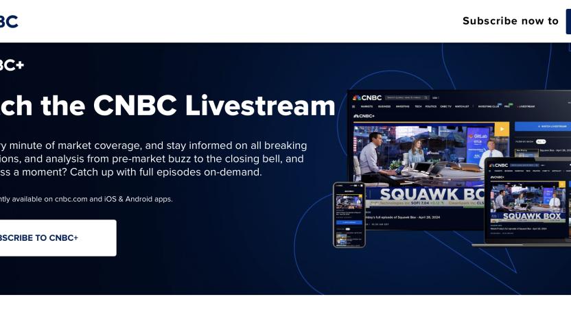 Screencap of CNBC plus signup page