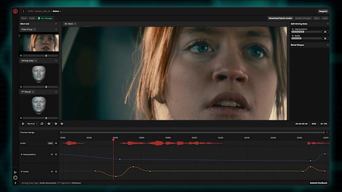 A still image of a girl within the interface of an AI program.