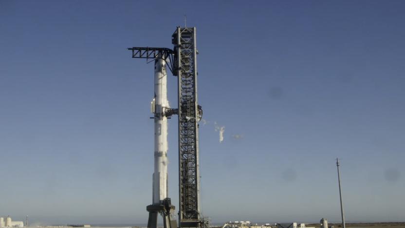 SpaceX's Starship rocket on the launch pad.
