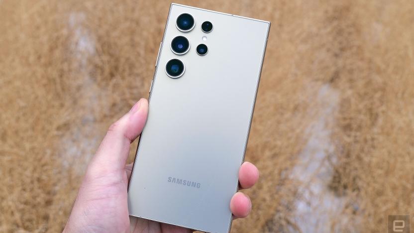 The back of a titanium Galaxy S24 Ultra.