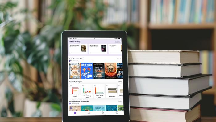 Image of an ipad displaying the bookshop dot org ereader app