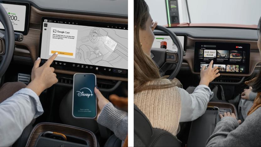 Promo image from Rivian showing Google Cast support