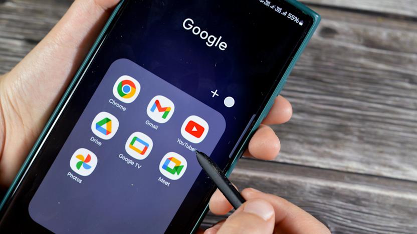 Cairo, Egypt, April 1 2024: Google applications on a Samsung smartphone mobile, Gmail, chrome, google, drive, YouTube, Maps, Gallery, Meet and Google play applications, launching cellphone apps, selective focus