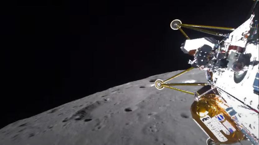 A lander approaching the moon.