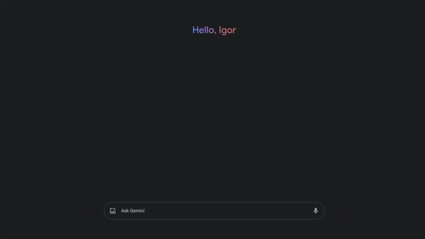 Gemini's interface says "Hello, Igor," with the prompt window empty below. 