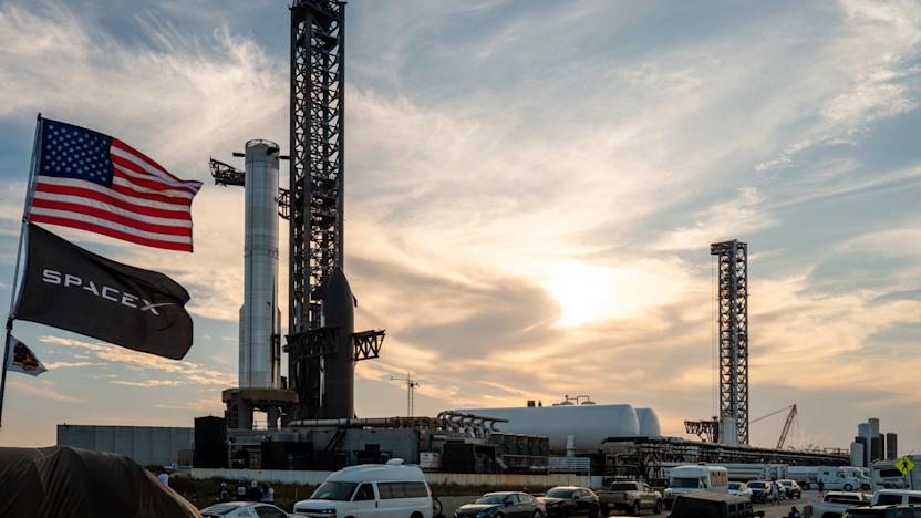 BOCA CHICA BEACH, TEXAS - MARCH 03: SpaceX Starship Flight 8 is stationed near Orbital Launch Pad A ahead of launch at Boca Chica beach on March 03, 2025 in Boca Chica Beach, Texas. The FAA (Federal Aviation Administration) has granted clearance for the operation, with SpaceX Starship Flight 8 being on target to launch tomorrow evening. (Photo by Brandon Bell/Getty Images)