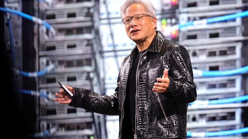 FILE PHOTO: Nvidia CEO Jensen Huang gives a keynote address at CES 2025, an annual consumer electronics trade show, in Las Vegas, Nevada, U.S. January 6, 2025.  REUTERS/Steve Marcus/File Photo