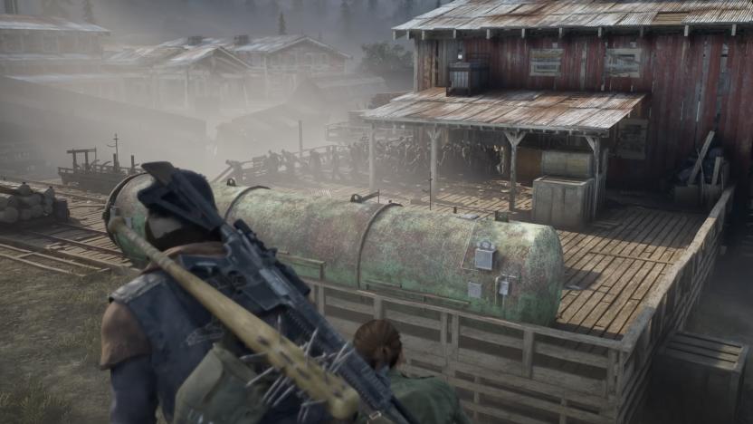A shot of a zombie horde from Days Gone Remastered.