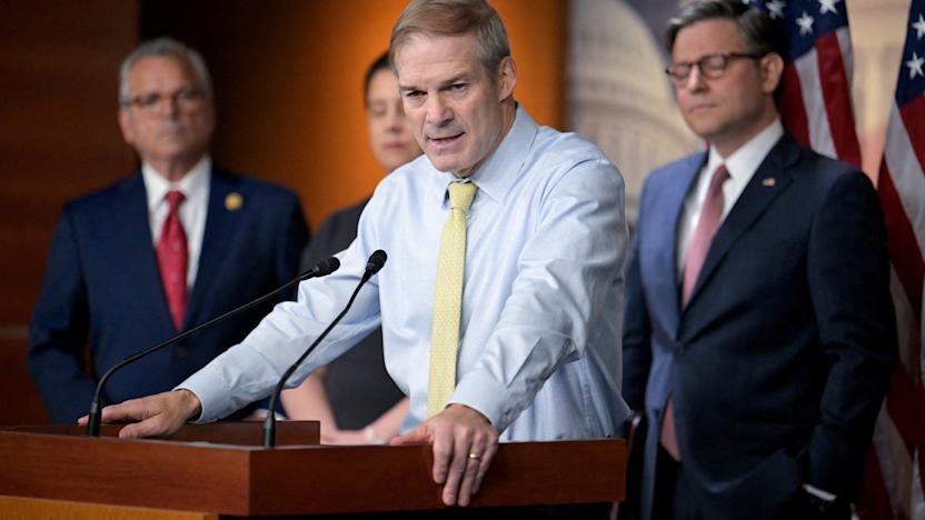 FILE PHOTO: U.S. Representative Jim Jordan (R-OH) speaks at a House Republicans press conference on Capitol Hill in Washington, U.S., June 12, 2024. REUTERS/Craig Hudson/File Photo