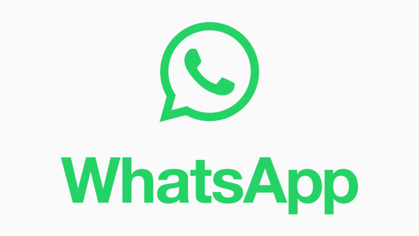 WhatsApp logo in green text against a light background.