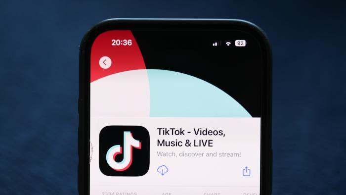 TikTok on App Store displayed on a phone screen is seen in this illustration photo taken in Poland on June 5, 2024. (Photo by Jakub Porzycki/NurPhoto via Getty Images)