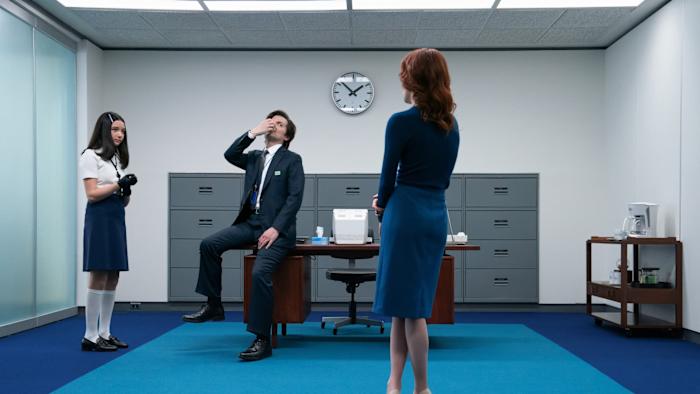Sarah Bock, Adam Scott and Britt Lower in Severance