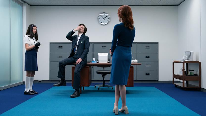 Sarah Bock, Adam Scott and Britt Lower in Severance