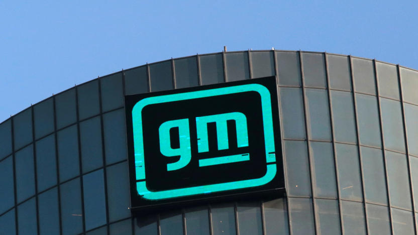 FILE PHOTO: The GM logo is seen on the facade of the General Motors headquarters in Detroit, Michigan, U.S., March 16, 2021. Picture taken March 16, 2021.  REUTERS/Rebecca Cook/File Photo