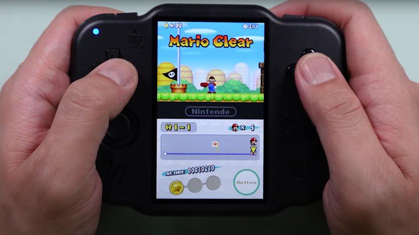 A handheld console.