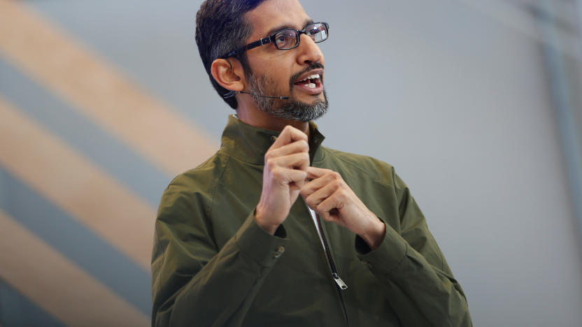 Google CEO Sundar Pichai speaks on stage during the annual Google I/O developers conference in Mountain View, California, May 8, 2018. REUTERS/Stephen Lam