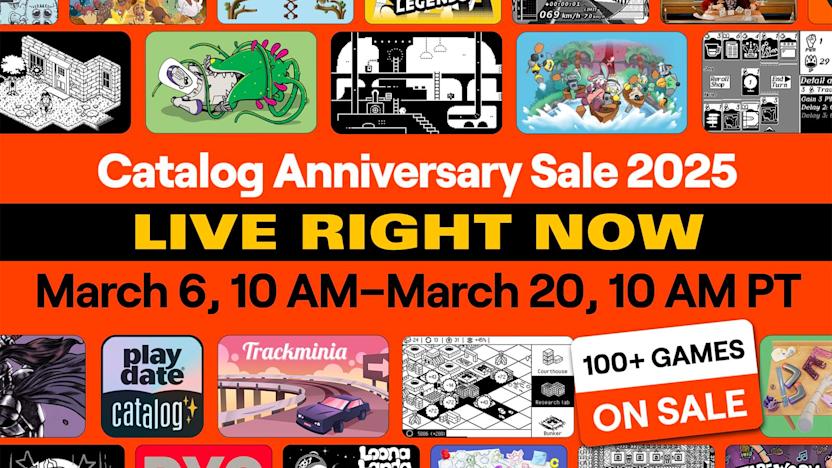 A graphic showing the Catalog Sale and some images from games.