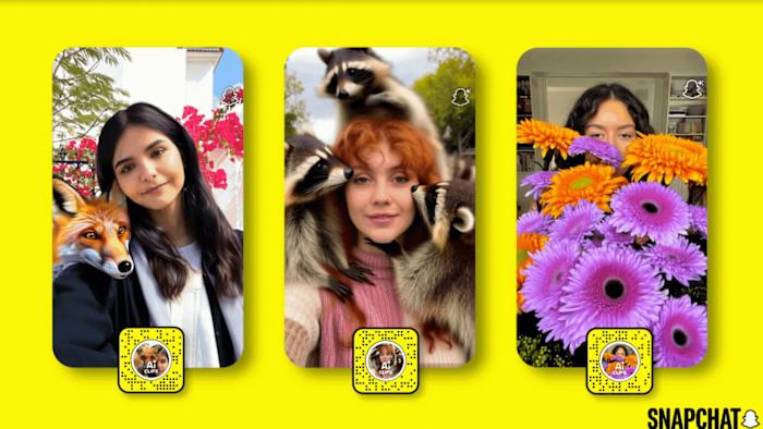 Screenshots showing people posting with artificial intelligence-generated foxes, raccoons and flowers.