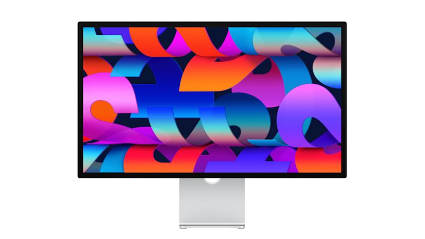 Apple's Studio Display monitor displaying a colorful background 