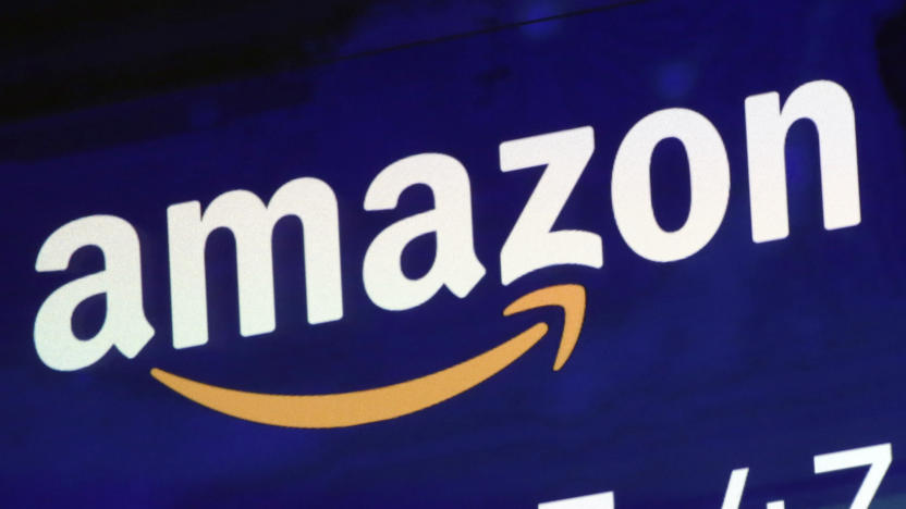 FILE - The logo for Amazon.com Inc. is displayed on a screen at the Nasdaq MarketSite, July 27, 2018. (AP Photo/Richard Drew, File)