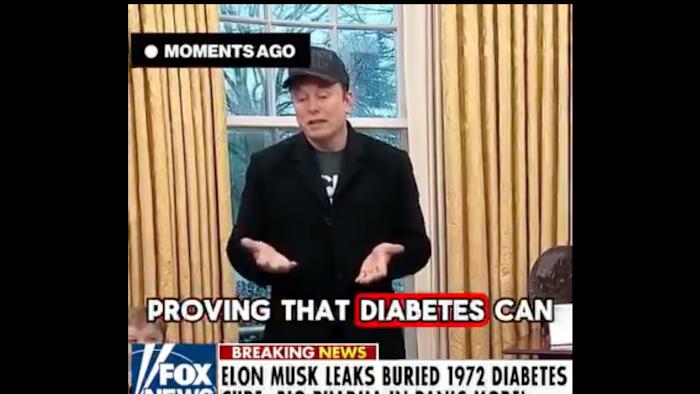 Facebook scammers are running ads claiming Elon Musk knows the cure to diabetes.